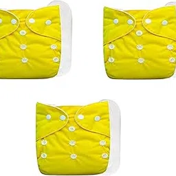 Baby Cloth Diapers 0 To 3 Years | Side Leakage Proof Washable Reusable Diaper For New Born Baby 3 Diaper 3 White Insert pad (Pack Of 6) (yellow)-picture-29