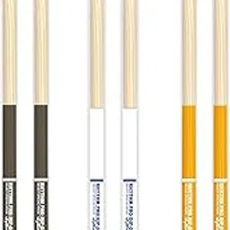 Rhythm Pro Dip-Grip Series DrumSticks set of 3 Pairs (ORANGE/WHITE/GREEN) With Transperant Rubber Grip Maple/Hickory Size 7A/5A/5B carry pouch free… (HICKORY 5A)-picture-31