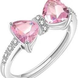 myki Satin-draped smoothness Beautiful Pink Bow Ring For Women & Girls-picture-32