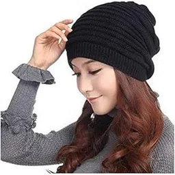 digital shopee Plain Winter Woolen Beanie Cap/Hat for Men and Women- (Black, Free Size)-picture-53