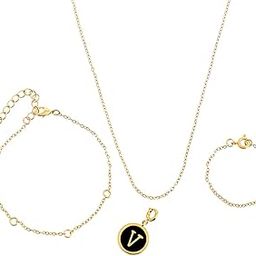 voylla Valentine's Day Collection Alphabet V Black Enamel Charm|Valentine Gift For Her|Gift For Wome|Gift For Her|-picture-32