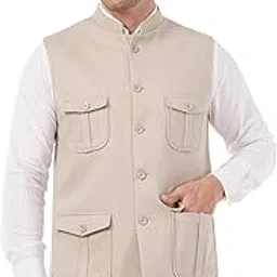 malik's kurta king Men's Tweed Wool Multipocket Modi Nehru Jacket Waistcoat-picture-23