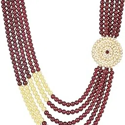 i jewels 5 Layered Traditional Gold Plated Dulha Moti Mala with Beaded Maharaja Haar/Groom Necklace For Men-picture-49