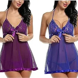 flute Combo Pack !Women Babydoll Nightwear Lingerie with Panty - Free Size-picture-22