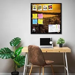 ArtzFolio Mexican Contoy Island D1 | Bulletin Board Notice Pin Board | Vision Soft Board Combo with Thumb Push Pins & Sticky Notes | Black Frame | 24 x 24 inch (61 x 61 cms)-picture-43