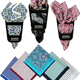 zenxus Pocket Square with Holder 6 Sets, Reversible Men's Handkerchiefs Double-sided by Deep Print-picture-18