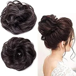 Pema Hair Extensions And Wigs D-DIVINE Combo Of Synthetic Hair Bun Extension Artificial Juda For Women And Girls, Set Of 2, 30 Gram, Natural Brown, Pack Of 1 image 1