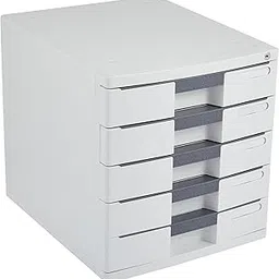 Sysmax New Max File Cabinet 5 Drawers White & Grey Desk Organizer Storage Drawers for Office, Home Supplies-picture-42