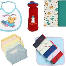 Fash-N-Vibe Light Blue Newborn Baby Starter Kit with Bib Bottle Cover Wrapping Sheets Nappies Napkin Set 0 to 3 Months Ideal for Travel Gifting Festive or Home Use_43-picture-48