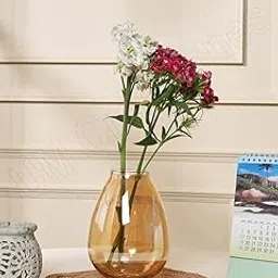 Glass Drop Shape Amber Vase Modern Flower Vase/Antique Vase For Table/Living Room/Office/Home Decoration-picture-14