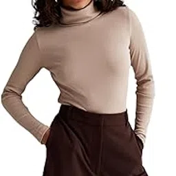 redamancii Womens Turtle Neck Full Sleeve Ribbed Top-picture-19