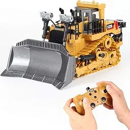 9-Channel Remote Control Bulldozer Toy | 1:24 Scale RC Excavator & Front Loader Truck | Alloy Shovel, Lights & Sound | Construction Vehicle for Kids (2.4GHz)-picture-10