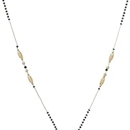 Stylish Gold-Plated Mangalsutra Necklace with AD Stone Studded Modern Pendant, Ethnic Traditional Black Beaded Contemporary Fashion Tanmani Chain Jewellery Gift for Women and Brides-06-image-33