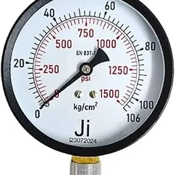 "Ji" Japsin Instrumentation Pressure Gauge, 4" Dial, Range 0-106 Kg/Cm2 with Dual Scale of 1500 PSI, Direct Mounting Bottom Entry, 3/8" BSP (M) Connection, MS Case & Brass Internals - Process Control-image-36