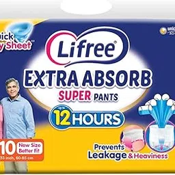 Lifree Extra Absorb Super Pants | Adult Diaper| Pant Style| Use Upto 12 Hours| 6-Glass Absorption | Quick Dry Sheet|Prevents Leakage | Prevents Heaviness| Size S (24-33 inches / 60-85 cms) | Count 10-image-5
