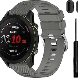 TopPerfekt Sport Bands Compatible with Garmin Forerunner 255（22mm）/ 255 music (22mm) / 255S (18mm) / 255S music (18mm) Watch Band, Adjustable Silicone Sports Strap Replacement Band for Men Women-image-46