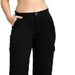 zayla Women's Cargo Cotton Jeans I Non-Stretchable High-Waisted Solid Boyfriend Pant with Multi-Pocket I Straight Fit Trouser Track Pants for Casual Everyday Wear-picture-29