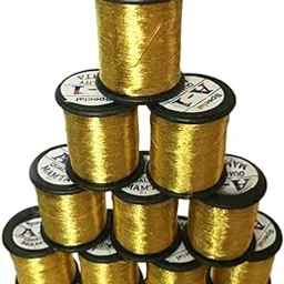 Golden A1 Mamtha Gold Zari Thread | 0.1mm Metallic Embroidery for Aari Work, Maggam Work, Crochet, Tassels, Sewing & Jewellery Making – Handcraft Thread (Pack of 10)-picture-28