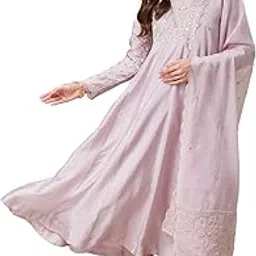 mokosh Women's Embroidered Anarkali and Pant with Dupatta Set(DM-471)-picture-36