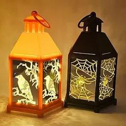 MPS My Party Suppliers Flameless Candle Waterproof LED Lamp Plastic Wind Light Lantern Garden Outdoor Lights for Table Garden Patio Lawn Party Event Ornament (Orange Pumpkin Lantern)-picture-10