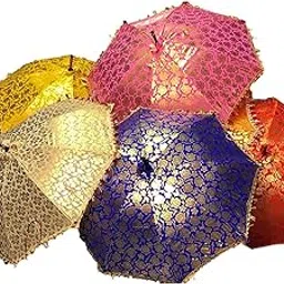 5 Pcs Rajasthani Umbrella For Decor, Indian Patchwork Handmade Umbrella Sun Protection Woman Umbrella Parasol-image-6