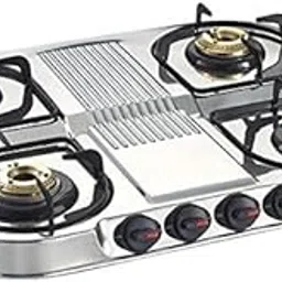 No 1 PRESTIGE L P GAS Stove with Stainless Steel Body and 4 BRASS BURNERS-image-70