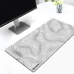 TEESOWN White Topographical Extended Mouse Pad (11x23) for Laptop Desktop PC and Gaming Desk Mat Rubber Base Desk Pad-picture-10