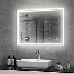 BUNGALOW MERCER Modern Mirror for Wall, Bathroom Vanity Mirror, Wall-Mounted Mirror, Anti-Fog Dimmable Lights Makeup Mirror | (36x24)-picture-15