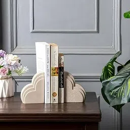 ESQ Living Cloud Shape Bookends for Shelf | Bookends for Shelves and Home | Book end/Stopper for Office Decor, Heavy Books, Living Room & Bedroom - Set of 2 (Taupe)-picture-14
