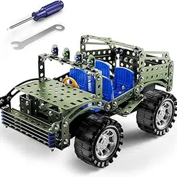 SKYBUCKET Metal Model carits 283 Pcs Erector Sets for Boys Age 8-12, Building Toys, STEM Kits for Kidsge 8-10, Assembly Jeep Project Army Toys for Ages 14 image 1