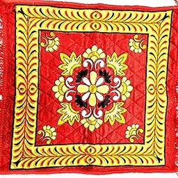 Square Pooja Aasan Mat | Multipurpose Floor Mat for Sitting, Meditation, Prayer and Ritual Use | Traditional Design for Home, Temple, and Daily Activities Pack of 4-picture-57