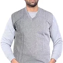 regmess Latest Men's Regular Fit Sleeveless Soft Pure Wool Winter Wear Solid Print V-Neck Designer Casual Sweater-picture-29