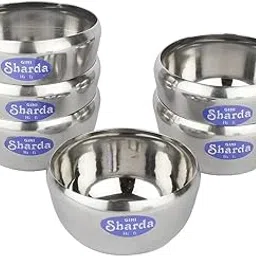 Sharda Metals Stainless Steel Bowl 150 ml Each for Halwa, Curry, Dal, Dessert, Soup, Vegetable Serving Katori Set, Apple Bowls, Wati, Vati, Rim Curved Design - Set of 6-picture-22