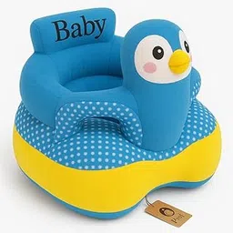 PWI Plush Baby Sitter with Backrest & Cartoon Support | Soft & Safe Seat for 0–24 Months | Blue, Lightweight & Portable image 1