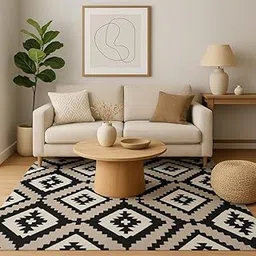 Crafted with Care: Premium Hand-Tufted 100% New Zealand Wool Carpets for Area Rugs Color Beige/Black Size 5x8 feet (150x240cm)-picture-32