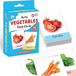 Little Berry Big Flash Cards for Kids: Vegetables | 32 Double-sided Picture Cards, Durable & Water Resistant | Early Learning & Development Toy for Preschooler & Toddler 2-6 Years | Can Be Wiped Clean image 1