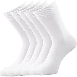 alfa Men's Calf Length Pure Cotton Socks (Pack of 5) (Free Size, White) | White Formal Socks-picture-56