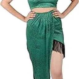 blissence Snake Printed Satin Top with Pleated Skirt Beachwear for Women Teen-picture-42