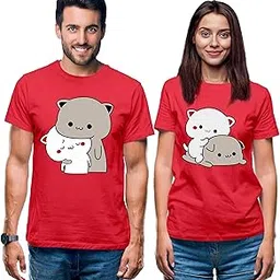 hangout hub HH81 Men & Women T shirts |Round Neck T-Shirt| Regular Fit | Half Sleeves | Cotton | Couple Tshirts for Couple |Pack of 2|Couple T-Shirts-picture-36