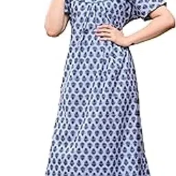 diamo Pure Cotton Embroidery Nighty for Women's | Night Gown | Nighty | Nightdress | Maxi | Sleepwear | Jaipuri Nighty | Nighties | Cotton Night Gown (Size Free)-picture-37