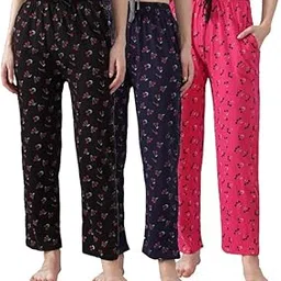 anixa Women's Cotton All Over Printed Pyjama/Track Pants - (Set of 3)-picture-11