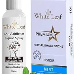 White Leaf Premium Herbal Ayurvedic Herbs Cigarettes Mint Flavour(Pack Of 10) With 100 ml Shot Non Addiction Mouth Spray 100% Tobacco Free, Nicotine Free |Smoking Cessation(Non Addictive)-picture-34