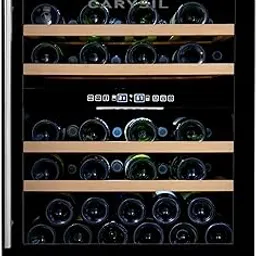 Carysil 49-Bottle Wine Chiller, Dual Zone (12°C-20°C Red Wine & 3°C-12°C White Wine), Free Standing, Adjustable Wooden Shelves with Toughened Glass Door, LED Display, Ideal for Home & Office-picture-29