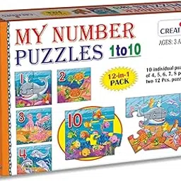 Creative's My Number Puzzles 1 to 10 | Educational 2in1 Puzzles Game | Number with Water Animals |Star Fish | Gold Fish | Octopus | Sea Horses & More | Jigsaw Puzzles Game for 3 & Up Kids-image-39
