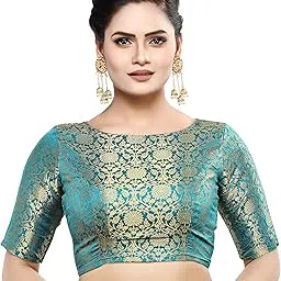 madhu fashion Women's Polyester Half Sleeve Saree Blouse-picture-43