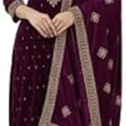 Women’s Purple Velvet Embroidered Unstitched Suit with Dupatta | Premium Dress Material for Wedding & Festive | Elegant Ethnic Outfit with Detailed Work-picture-15