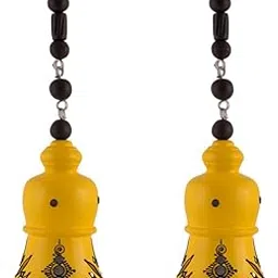 Terracotta Decorative Hanging Bell showpiece (Yellow, 12 inch (Pack of 2))-picture-10