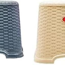 Shopsidex Plastic Stool for Kitchen Bathroom,Office,Home,Kitchen,Classic Perfect Posture Plastic Stool, 10.62 inch (Height) Pack of 2 pcs (1 Grey 1 White)-picture-21