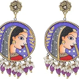 khoj.city Jewellery Nayana Purple Bohemian Multi Color Handmade & Hand Painted Drop Earrings for Girls & Women (KHJ-AMZ-ER-019)-picture-48