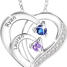 lecalla Personalized Mothers Day Gifts Customized Two Name with Birthstone Necklace Jewelry For Women Build Your Mom Wife Girlfriend Birthday, Gifts for Christmas-picture-38